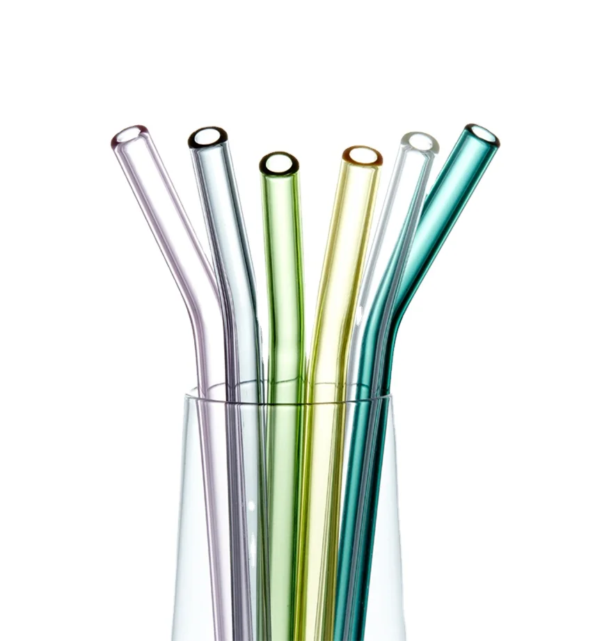 

Popular Products Custom Reusable Glass Straw Transparent Creative Heat-resistant Borosilicate Glass Straw Set