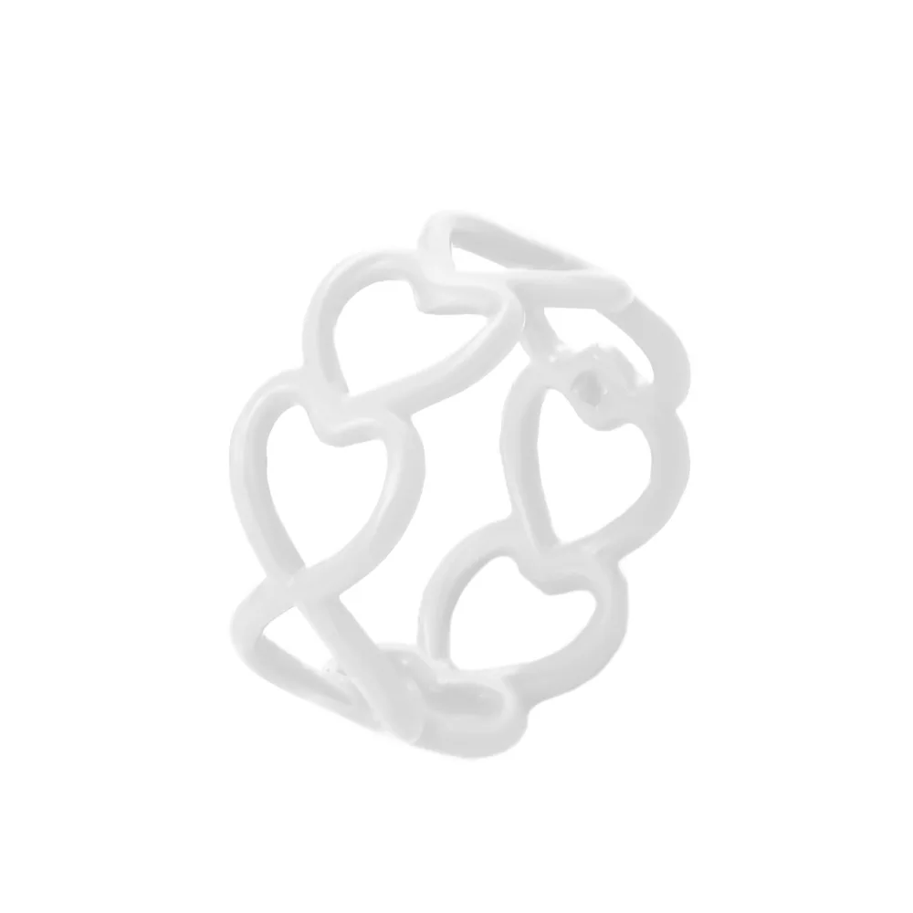 

2021 fashion women's hollow copper macaron color personality Y2K joint ring love ring jewelry, Like picture