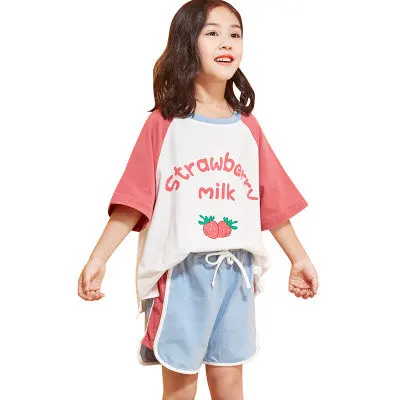 

Children Girls Summer Sets Sweet Girl Pattern Printing Comfortable Cotton Pajamas Kids Girls Boutique Clothes Pajamas