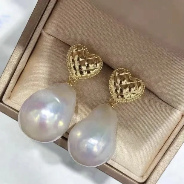 

E1261 baroque DIY Natural Freshwater pearl charm earrings mounting accessory 925 sterling silver Gold Plated jewelry for women