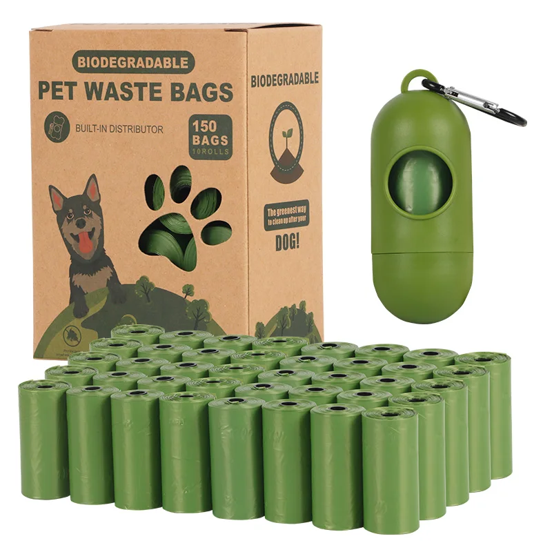 

green eco friendly disposable compostable biodegradable dog poop bag dispenser custom printed