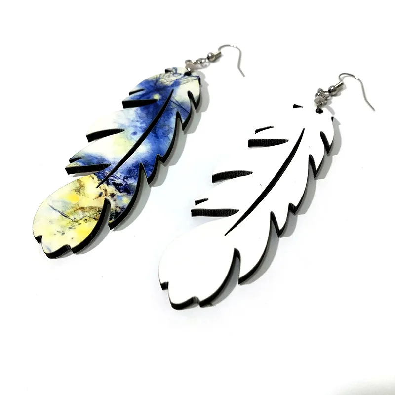 

Custom blank wooden earring Fashion Sublimation DIY earrings, White