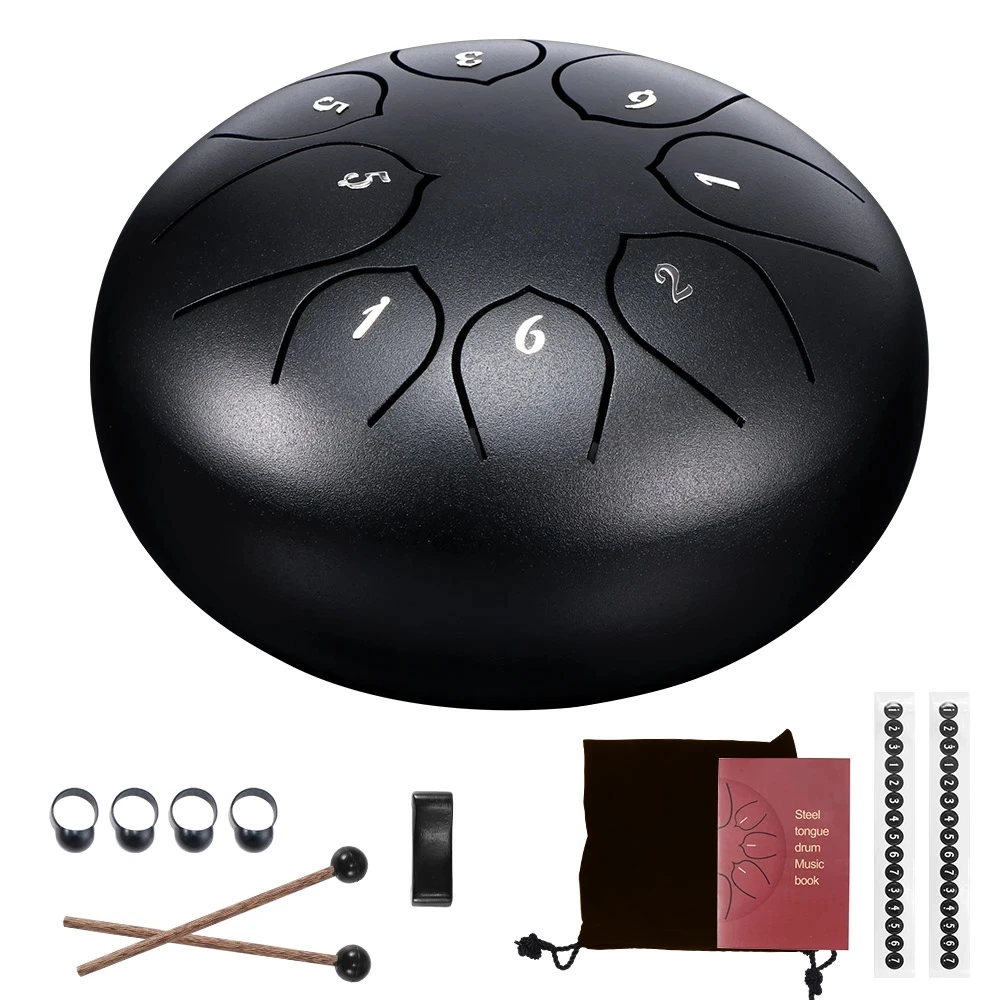

6 Inch Steel Tongue Drum 8 Tune Hand Pan Drum With Drumsticks Carrying Bag Percussion Instruments