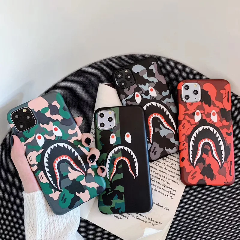 

for iPhone 11 Pro Max 11Pro 11 7 8Plus X Xs Max Fashion Brand Ape Bape Camo Shark Cool Case