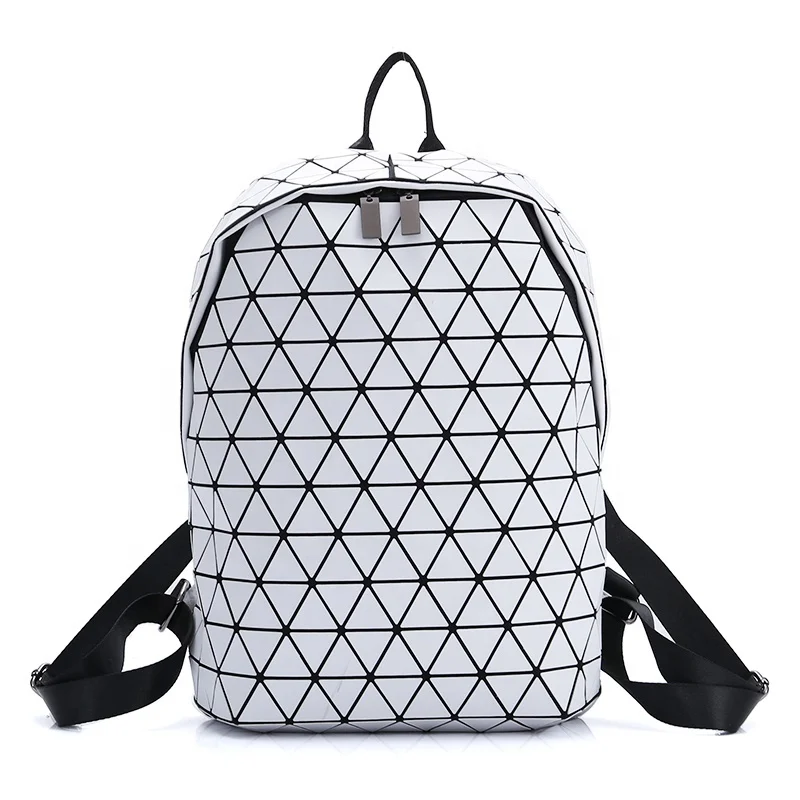 

Unisex Geometric School Bag Solid Color Zipper Waterproof Laptop Backpack