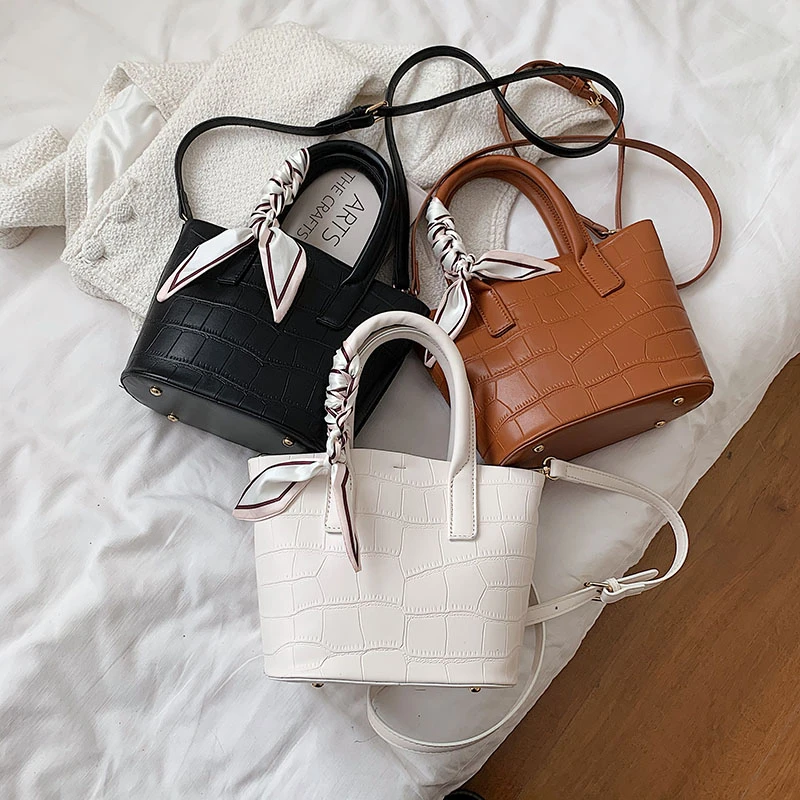 

New women's hand bags set crocodile pattern pu leather handbags large capacity one shoulder diagonal ladies handbag