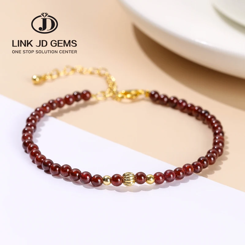 

New Classic Semi Precious Natural Quartz Stone Beaded Elastic Rope Stretch Bracelet 3A Natural Garnet Lucky Beads Bracelet