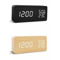

New LED creative desk & table digital wooden alarm clock with temperature display