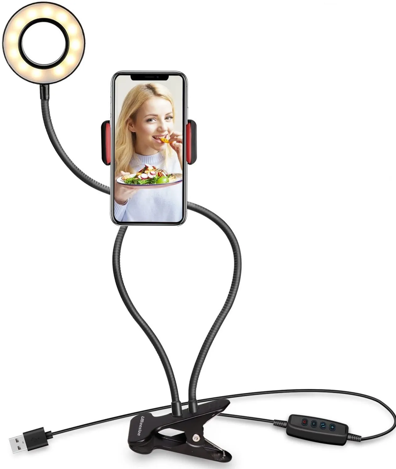 New 9cm Desk Lamp Selfie Ring Light With Phone Holder LED Camera Light With Lazy Bracket For Live Stream