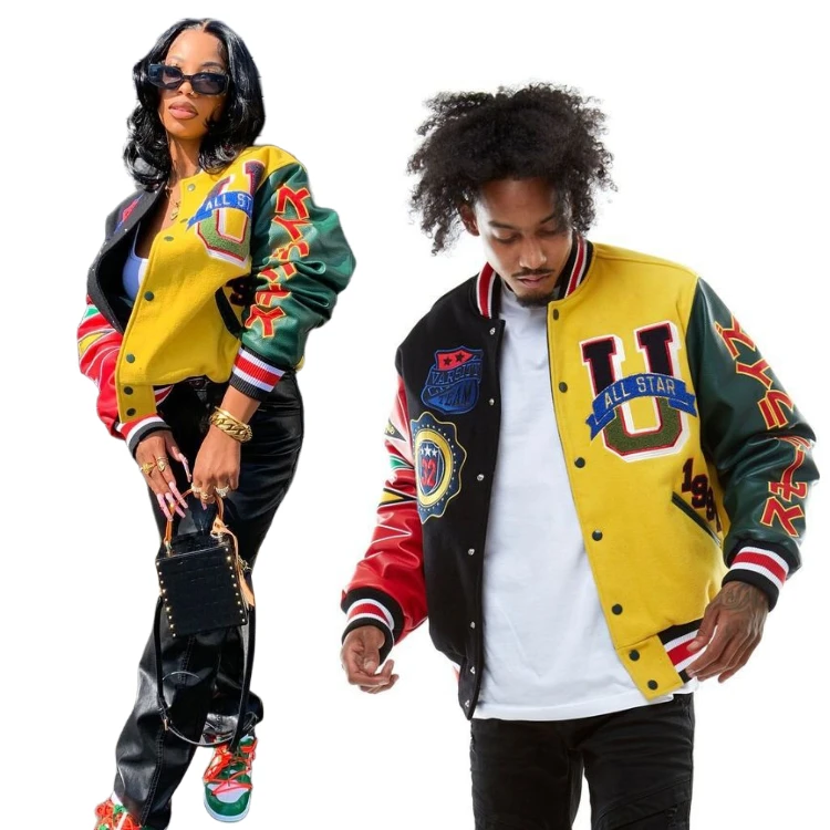 

2021 new products ready to ship Embroidery Patches Coat Baseball Street custom Men and woman Letterman varsity jackets