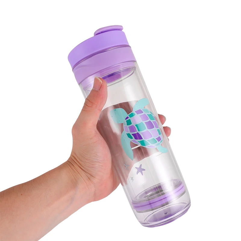 

Hot sale 480ml Plastic Water Bottle Transparent Tritan bottle Tea cup with flip lid plastic water bottle, Customized color