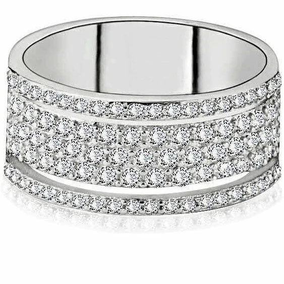 

Elegant Silver Crystal Rhinestone Wide Love Wedding Rings Full Zircon Engagement Finger Rings Jewelry Gifts