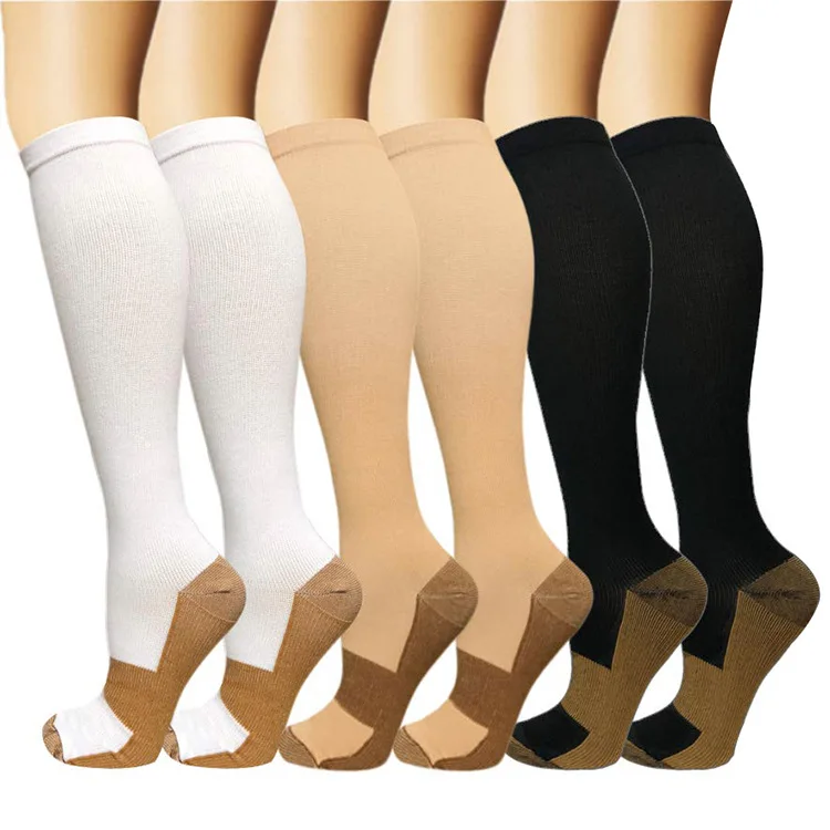 

Medical healthy 20-30mmhg knee high dropshipping Athletic Running Flight Travel Nurses copper compression socks for men women, Multi color