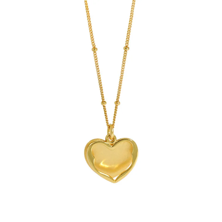 

Trendy fashion jewelry 925 sterling silver gold plated unique chain double heart necklaces