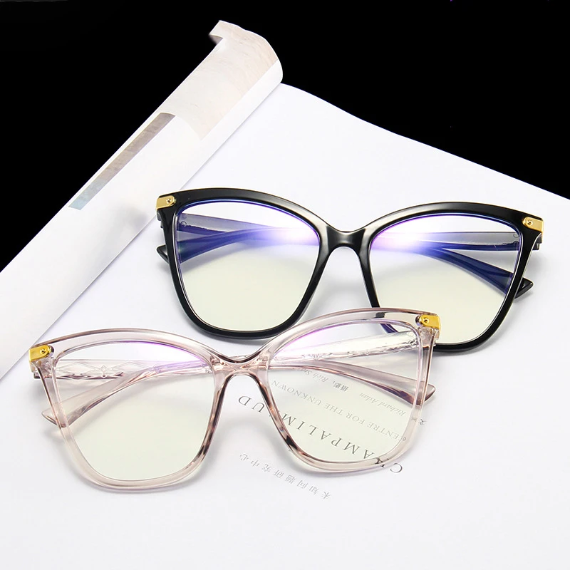 

Custom Cat Eye Oversize Frame Anti Blue Light Blocking Lenses Women Eyeglasses Glasses