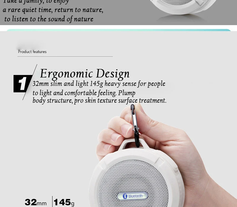 C6 Portable Wireless Bluetooth Speaker With Calls Handsfree and Suction Cup Waterproof Shower Mini outdoor Plastic Speaker - ANKUX.COM