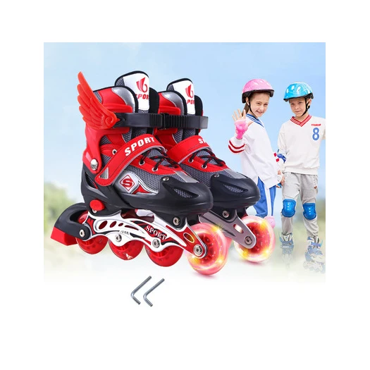 

Beginners Aged 3-12 Inline Skate Shoes Children Adjustable One Wheel Flash Roller Skate Shoes For Kids