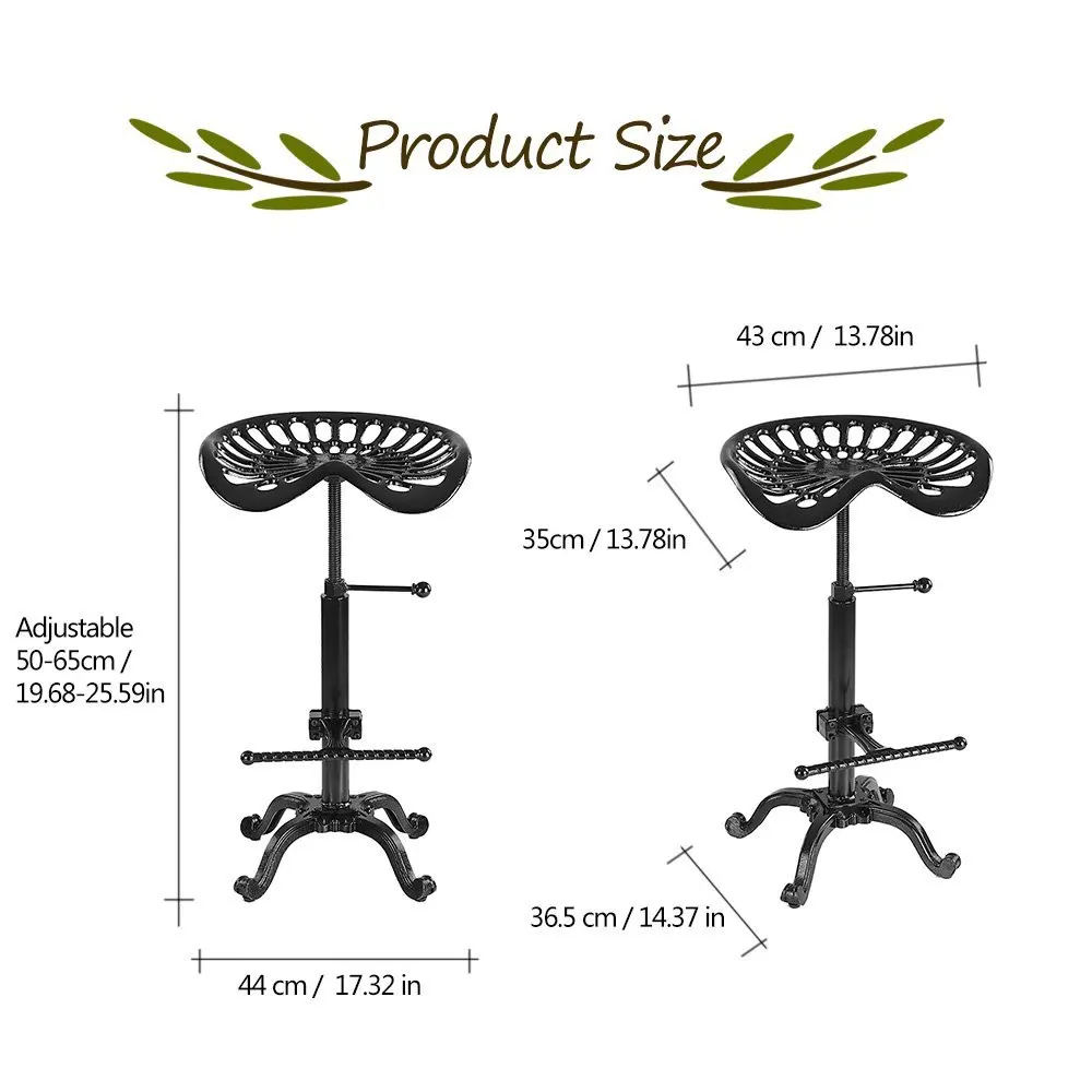 Vintage Iron Tractor Seat Adjustable Stool Wrought Iron Seat Bar Stool