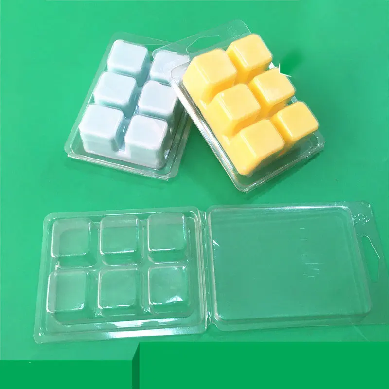 

Six square scented wax half-fold blister package Wax Melt Clamshells Candle Packaging Soywax Melts Molds