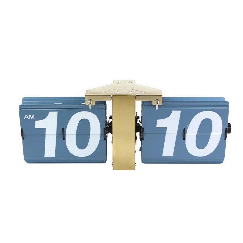 
Golden Stainless Steel Blue Page Retro Flip Alarm Clock Product 