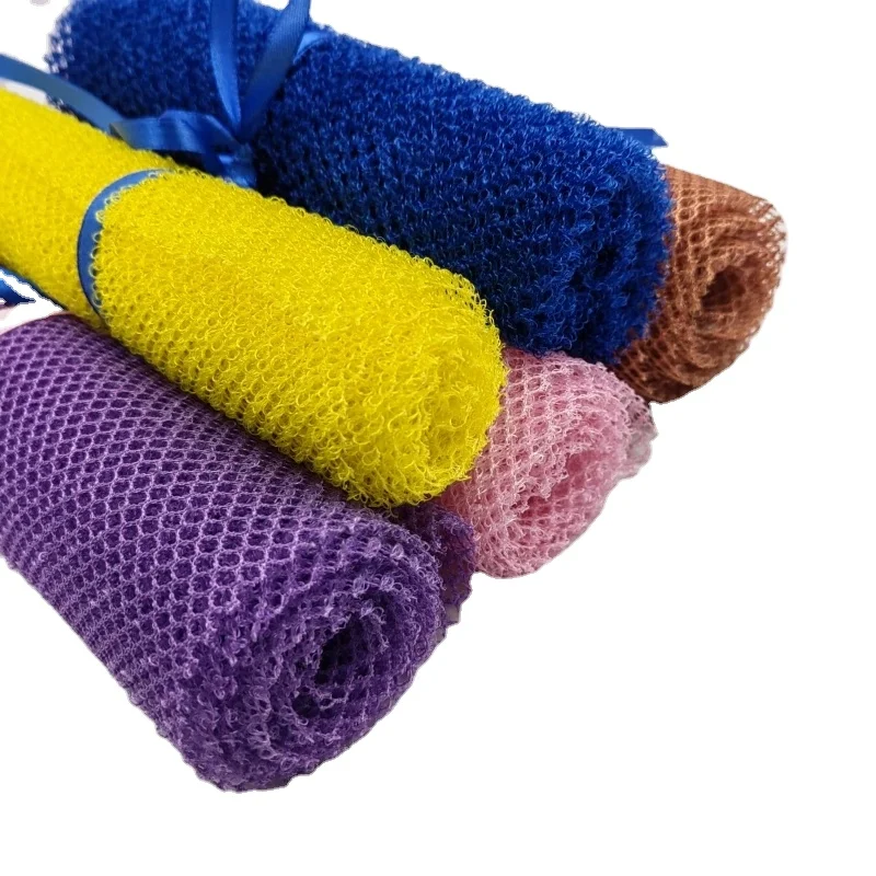 

African exfoliating body washcloth long back bath shower scrubber mesh net nylon sponge