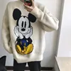 New arrival crew neck western style cartoon mouse print loose women sweater