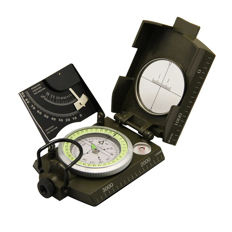 

Outdoor multi-function compass Full metal military waterproof high-precision luminous compass with bubble level and inclinometer