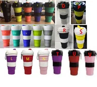 

Portable 550ml drinking water coffee travel cups with leak proof lid foldable collapsible silicone cup