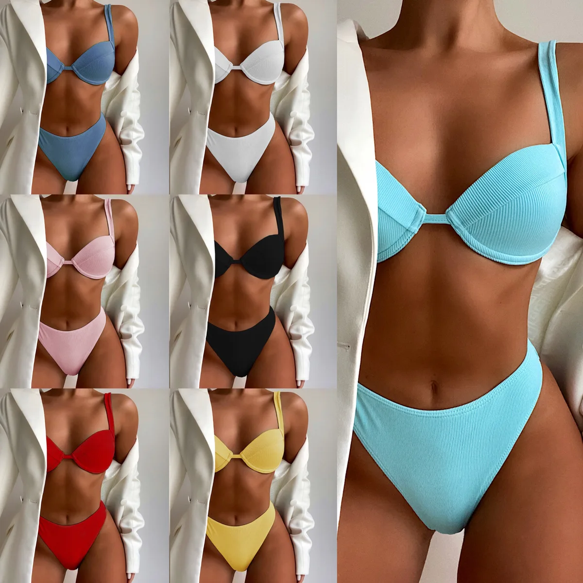 

Free Shipping Designer Swimsuit Famous Brands Swimwear Beachwear Hard Cup Women Bikini Set Two Piece Swimsuits