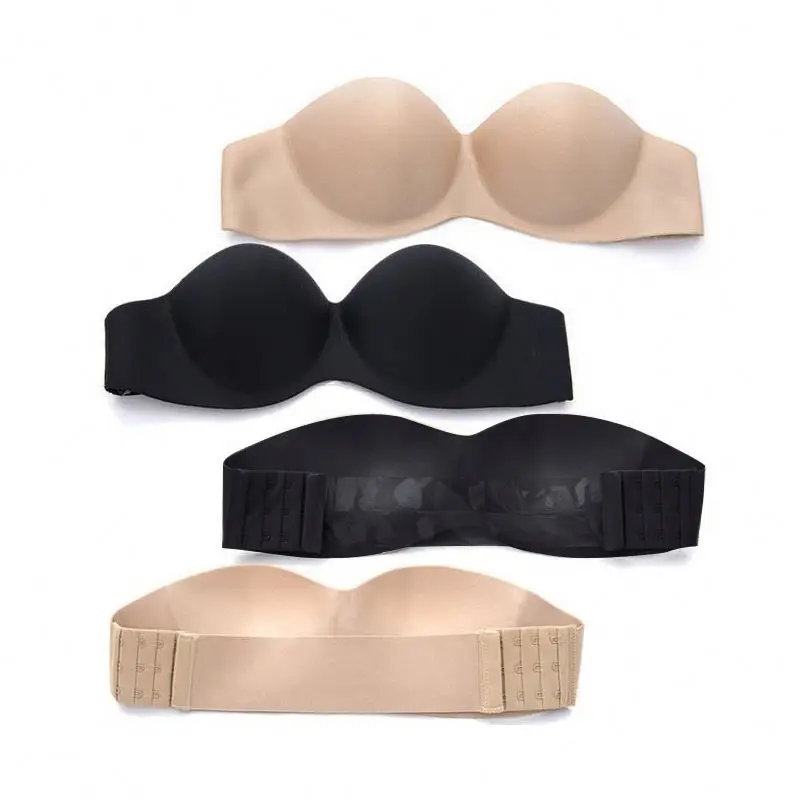 

New arrival wide color silicone backless strapless bra, Black . skin