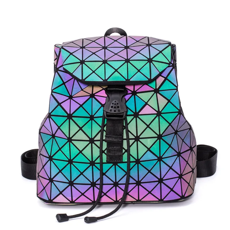 

Fashion design style geometric leather backpack sport luminous backpack for women's bag shoulder bag, Customizable