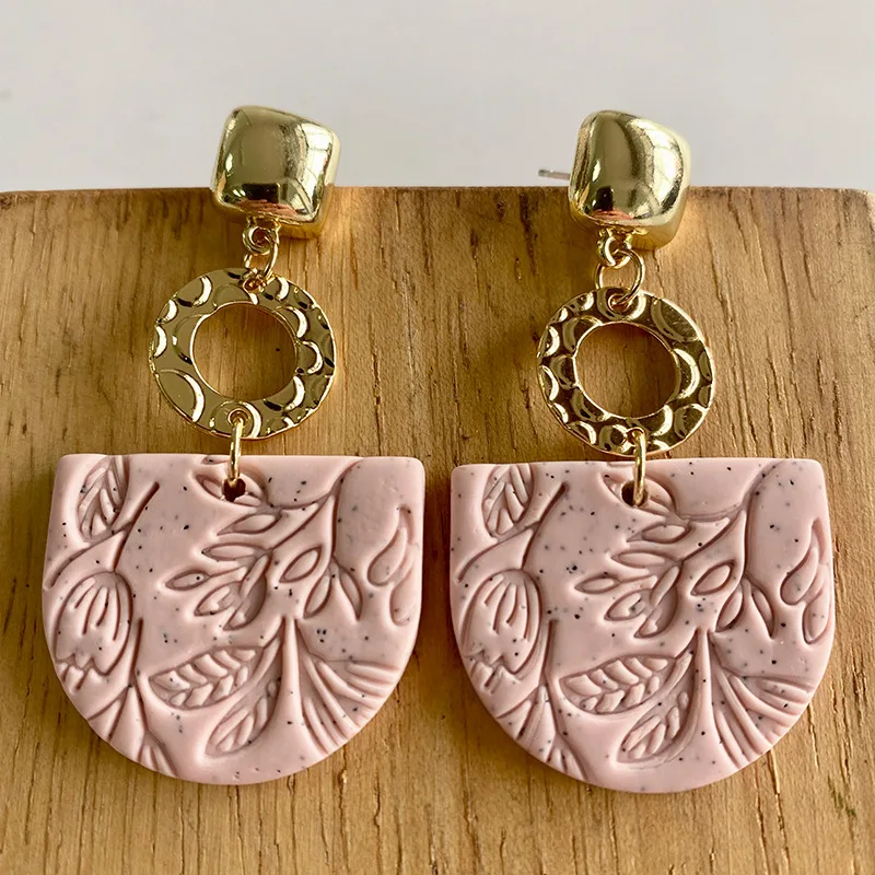 

JUHU Handmade flower soft pottery earrings women pink earrings small daisy stitching European and American fashion jewelry, Colorful