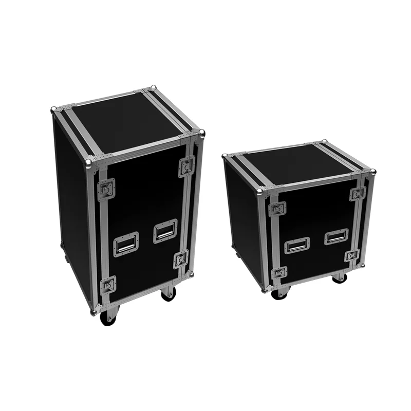 

black color 16U rack case with 4 wheels/16u amp rack case/road ready flight cases, Customer request