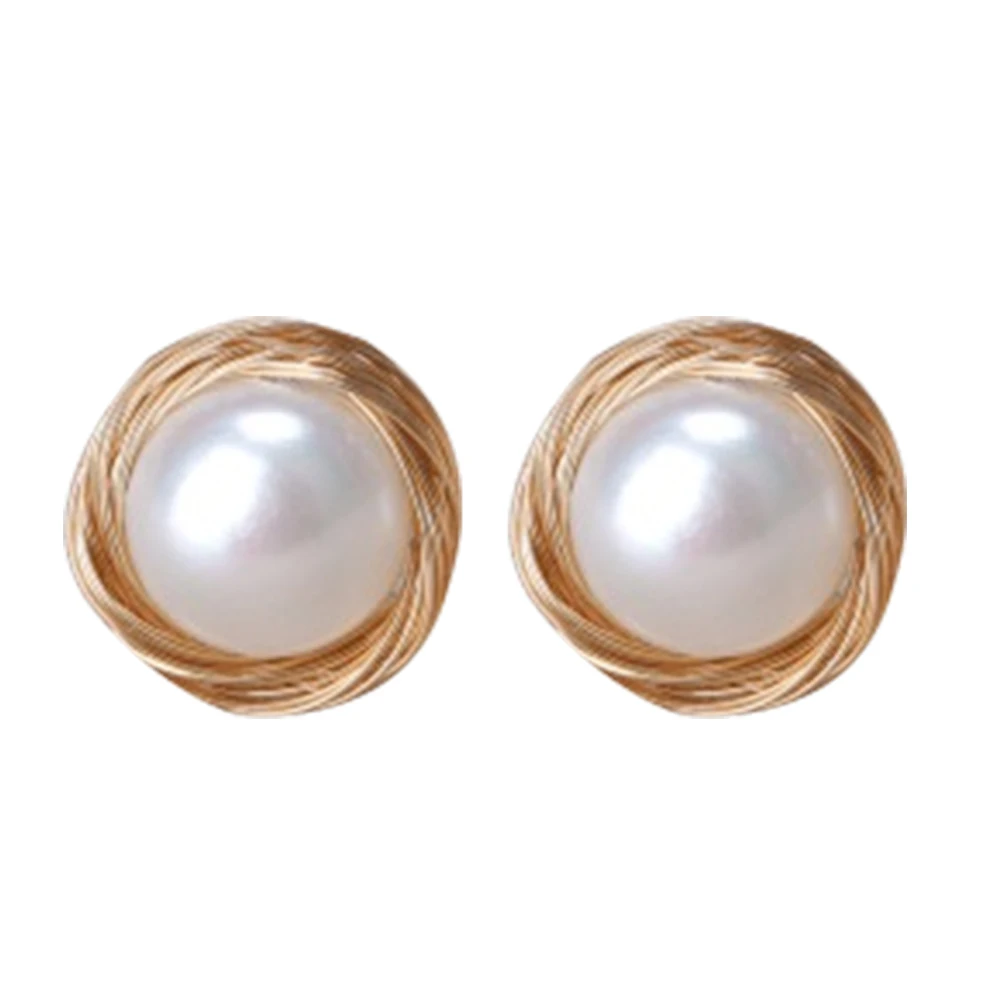 

Twist Sterling Silver Pearl Earrings Women Pearl Studs for Girls