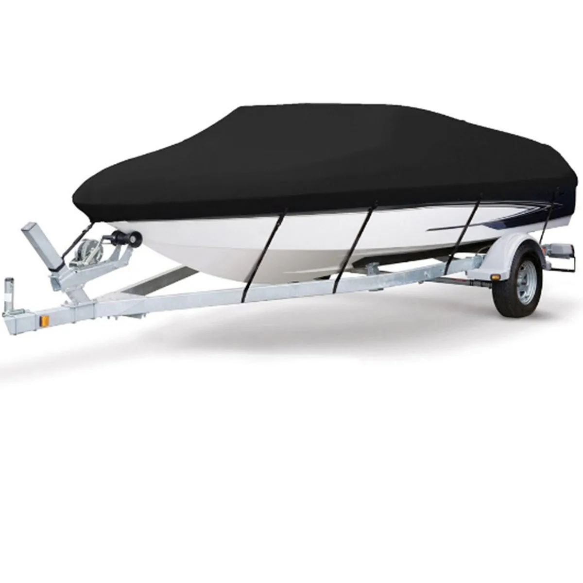 

210 d waterproof vessel fishing boat pull-type v square boat cover rain prevented bask in confinement, Black