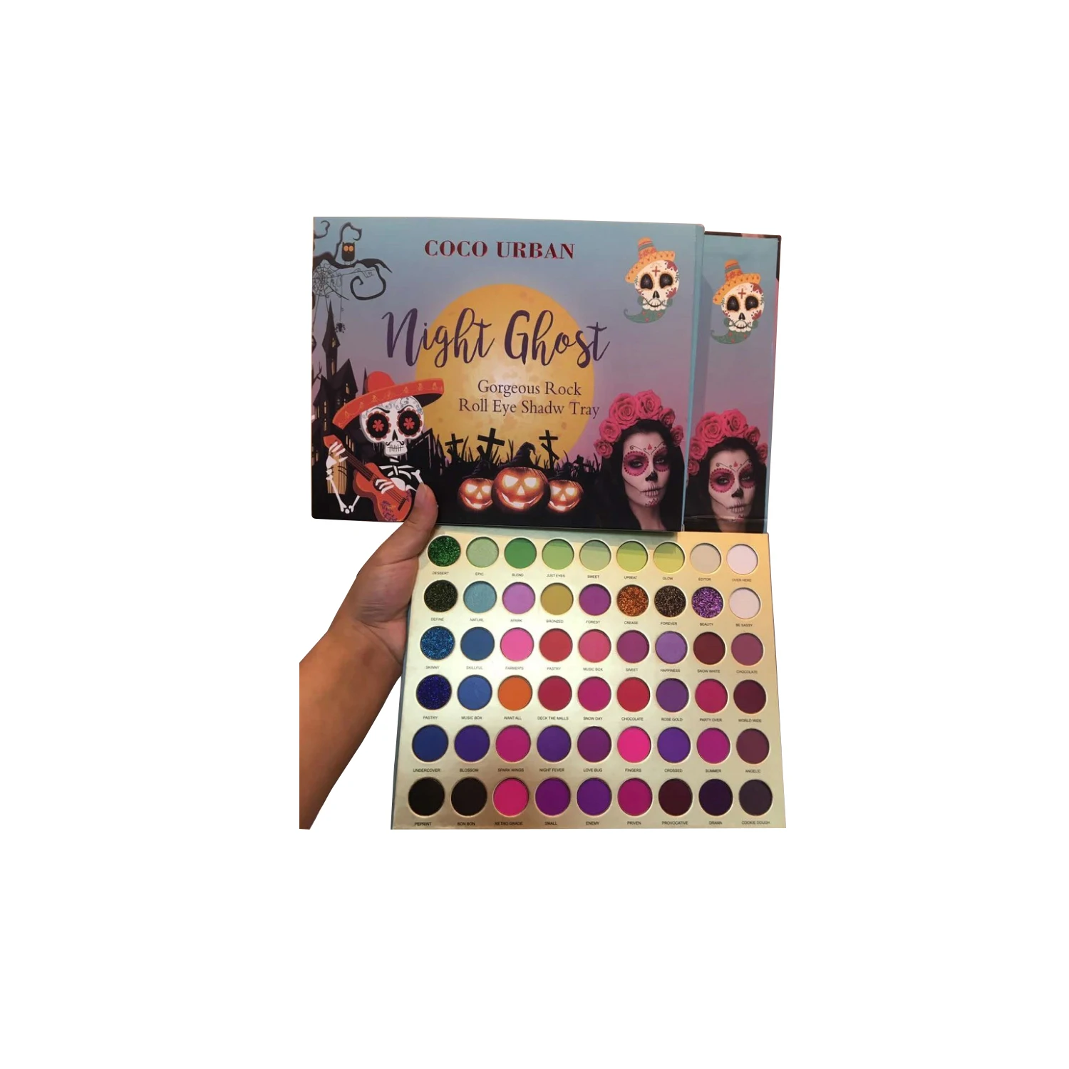 

Wholesale 56 Colors Waterproof High Pigment Halloween Eyeshadow Customize Eyeshadow Makeup Glitter Matte Eyeshadow DIY Logo