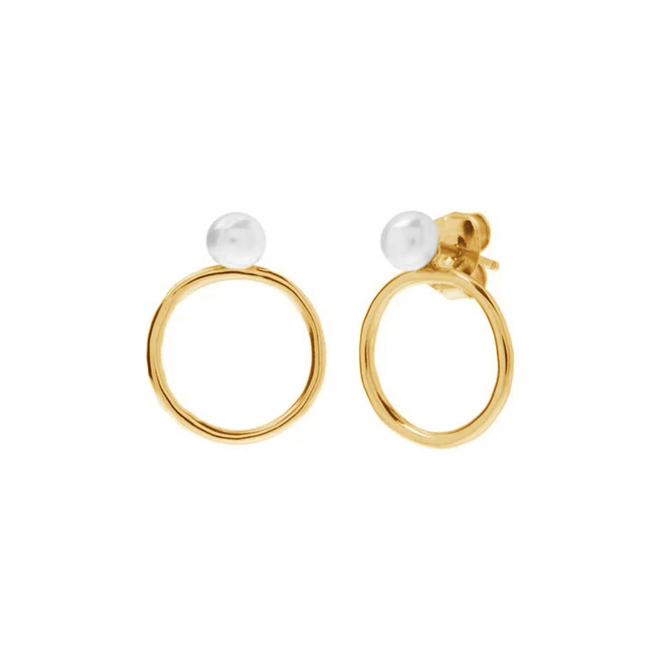 

Sterling silver factory 18k gold plated wholesale fashion hoop earrings for women pearl stud earrings