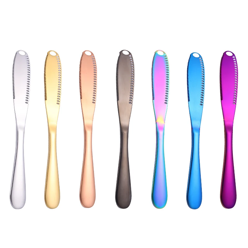 

Food Grade Cheese Dessert 3 in 1 Mini Bread Cheese Knife Stainless Steel Butter Knife, Black/silver/gold/rose gold/rainbow/blue/purple