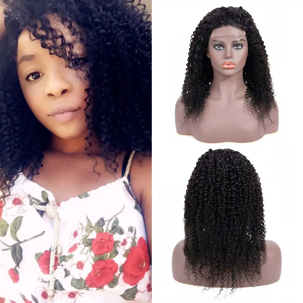 

Wholesale Cheap Price 9A Unprocessed Brazilian Virgin Hair Closure Lace Human Hair Wigs Kinky Curly Front Wig With Baby Hair