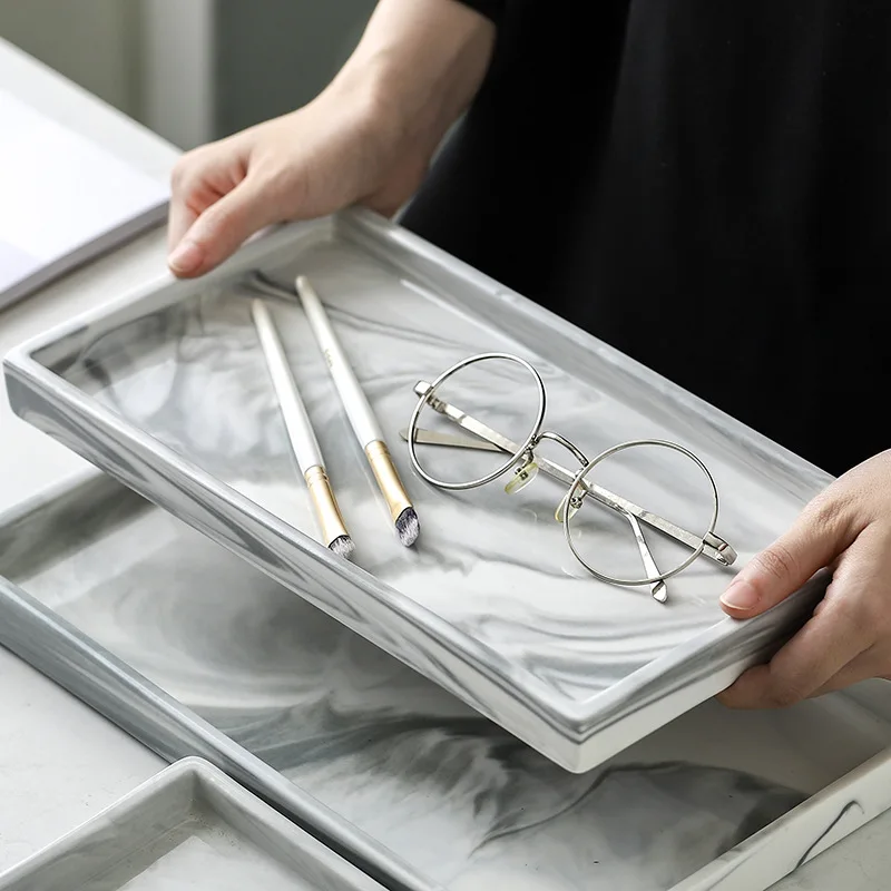 European Style Nordic Home Decor Luxury Ceramic Marble Jewelry Organizer Tray
