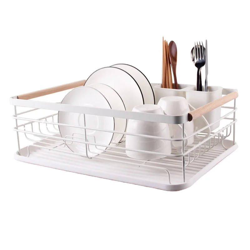 

Hot Sell Single Layer Dish Rack With Plastic Tray Holding Dishes Kitchen Storage Holder Kitchen Dish Holder