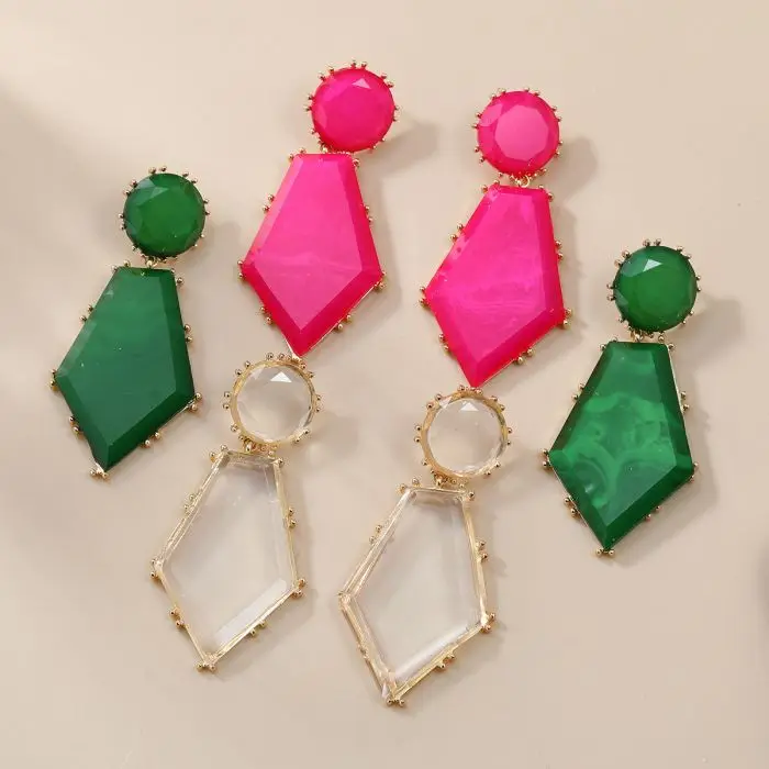 

candy color Resin Earrings Vintage geometry Acrylic Pendant Earrings for Women Fashion Banquet Party Jewelry Statement Earrings