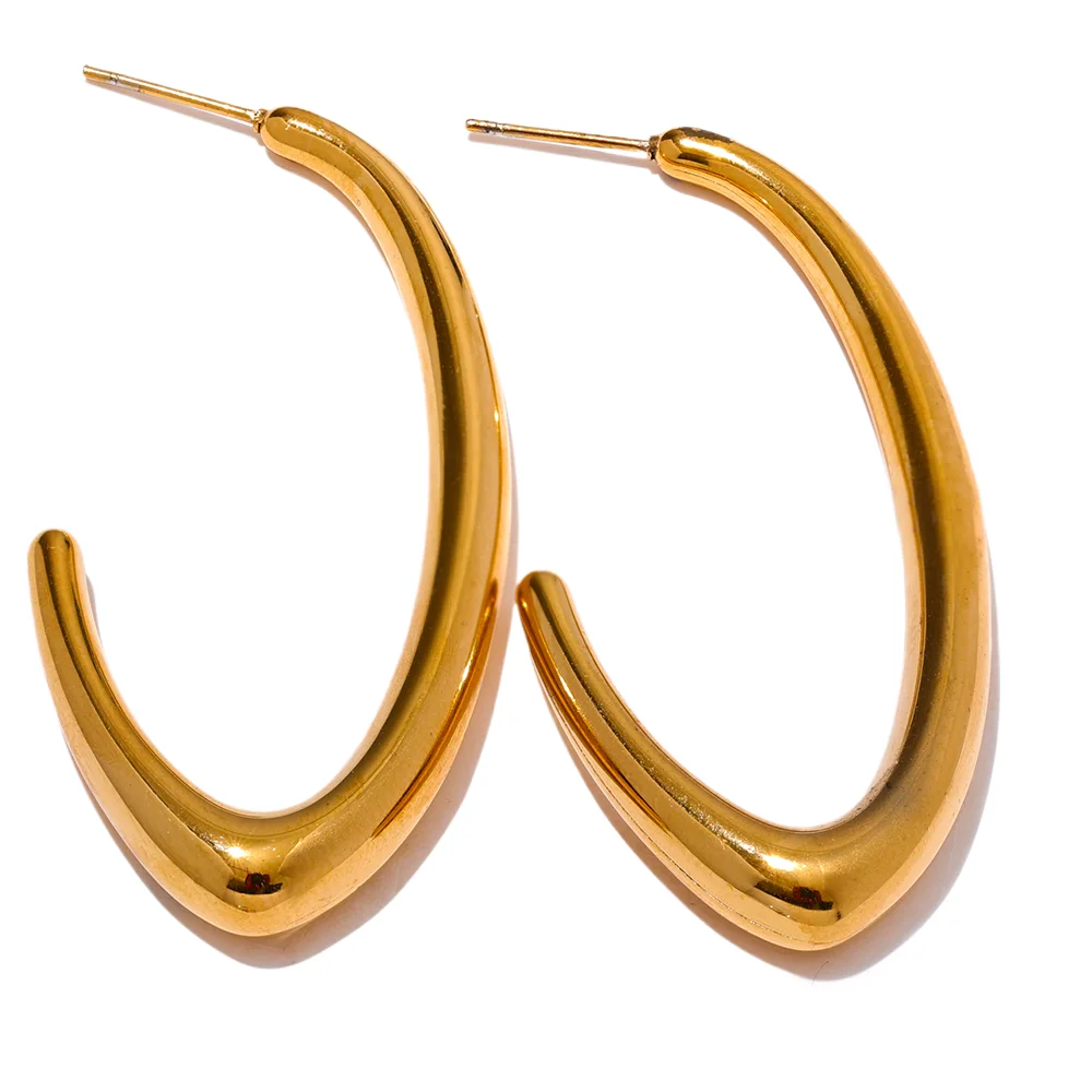 

JINYOU 2800 Minimalist Stainless Steel Geometric Long Big Earrings Gold Silver Color Anti Allergic Statement Versatile Jewelry