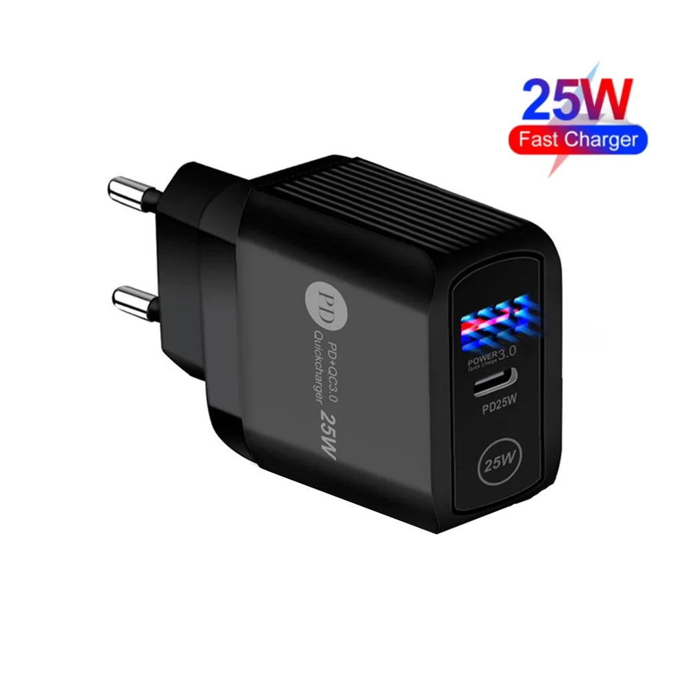 

25W Update 18W QC3.0 USB PD To Type C UK EU US Wall Fast Charger