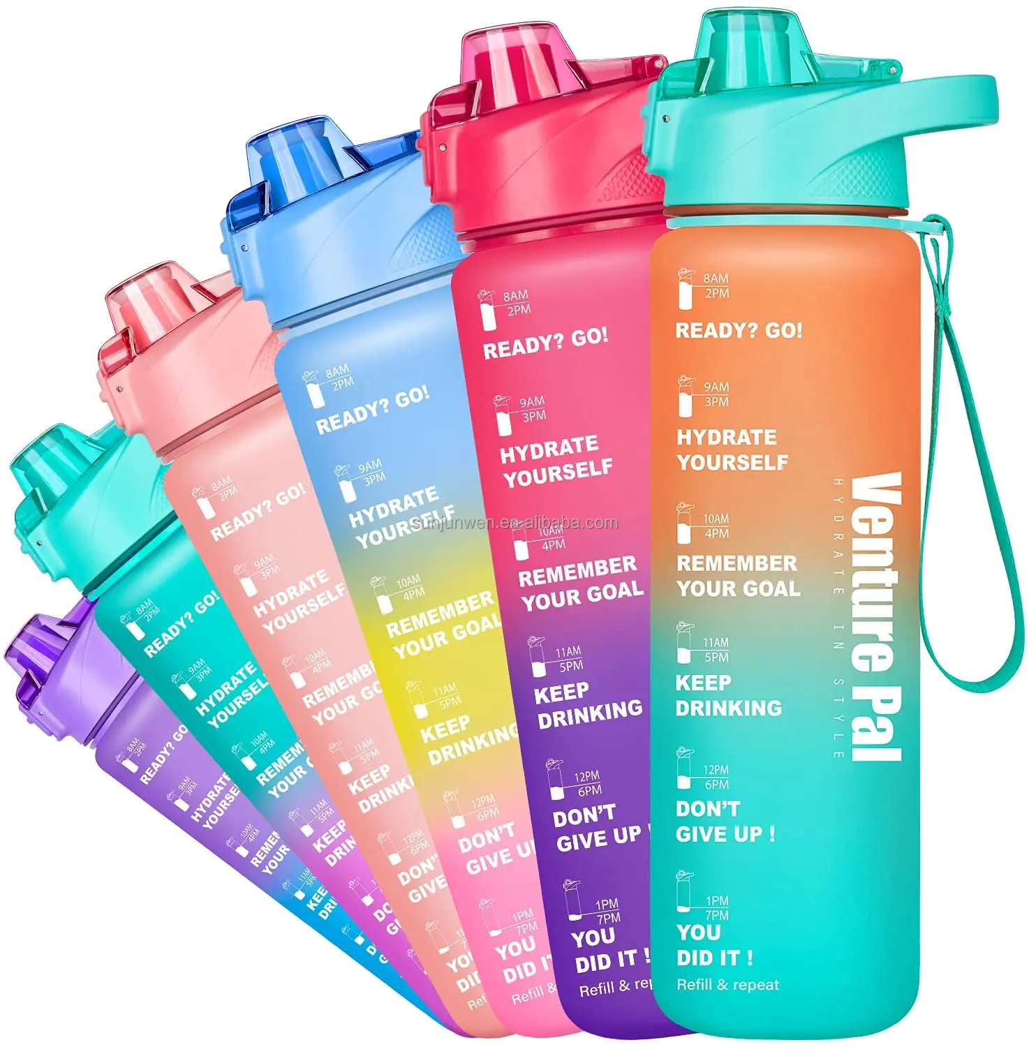 

Amazon Giotto Custom BPA Free Portable plastic sports water bottles with slide lid and sieve tumbler cups