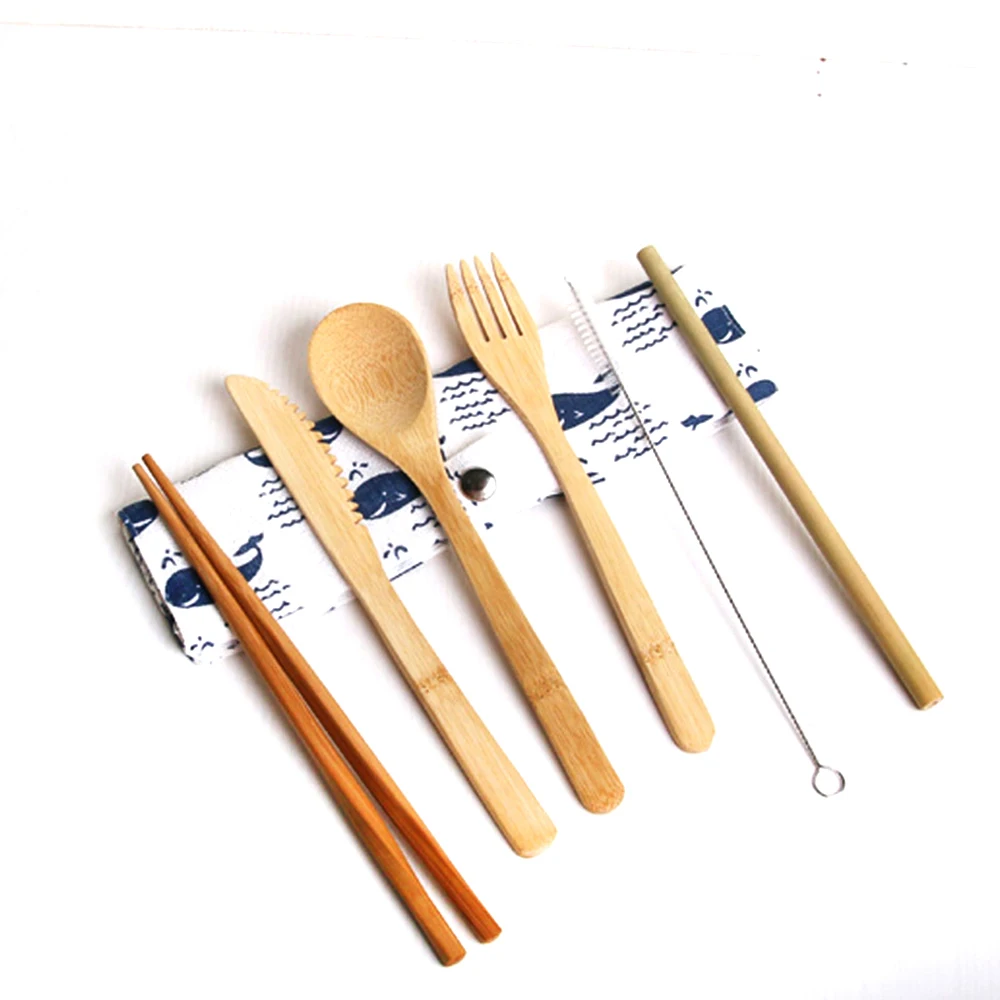 竹用具旅行餐具套装环保木制户外便携式用具零废竹餐具套装