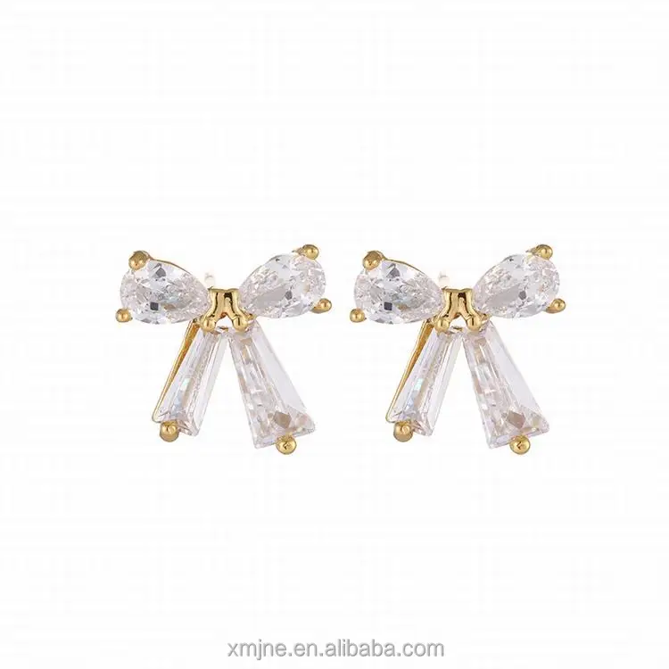 

Korean Version Of Exquisite Bowknot Copper Micro-Inlaid Zircon Earrings Fashion Ladies Earrings