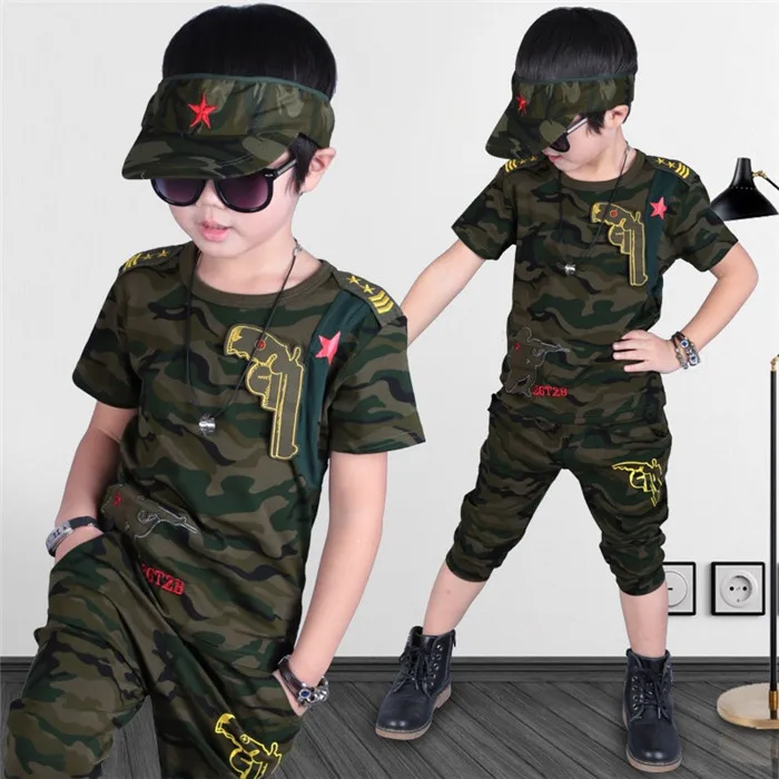 

Online Shopping Wholesale Kids Clothing Summer Camouflage O-Neck Boys Clothes Sets From China Supplier, As picture