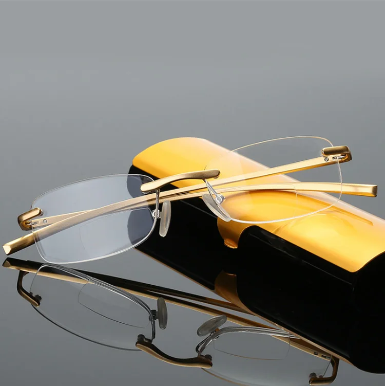 Wholesale Rimless Aluminium Bifocal Reading Glasses Fashion Business