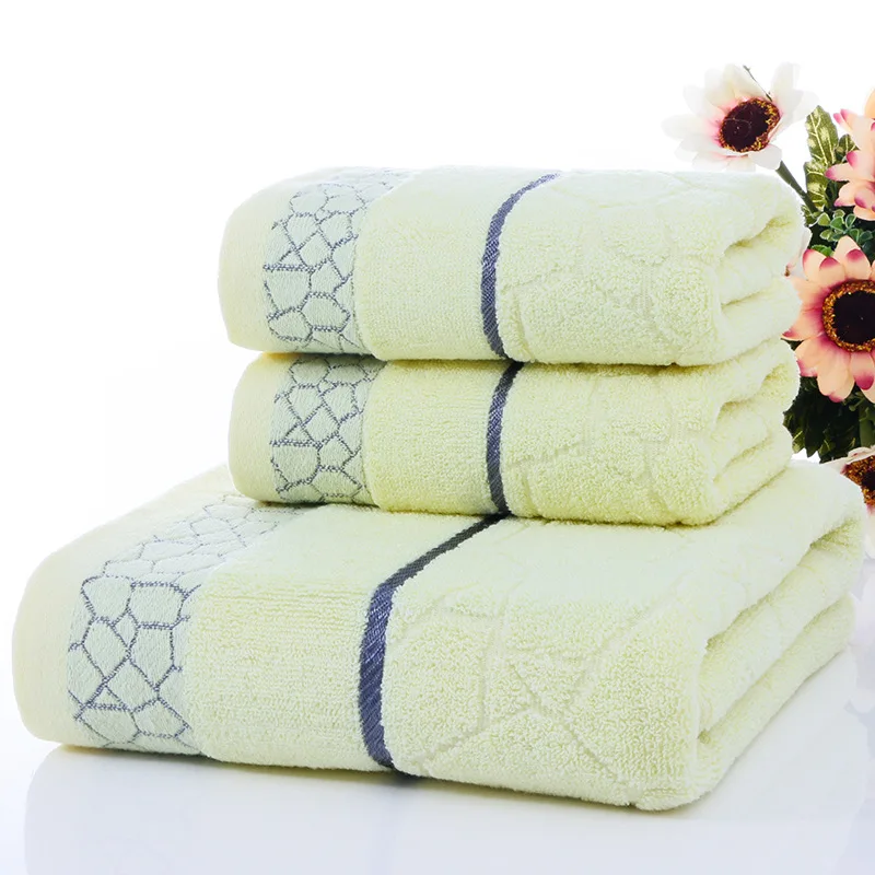 

Customized Cotton Absorbent Solid Towel Set Bath Three-piece Sets Gift Bathroom Home Textiles 1 pc bath towel 2 pcs towels